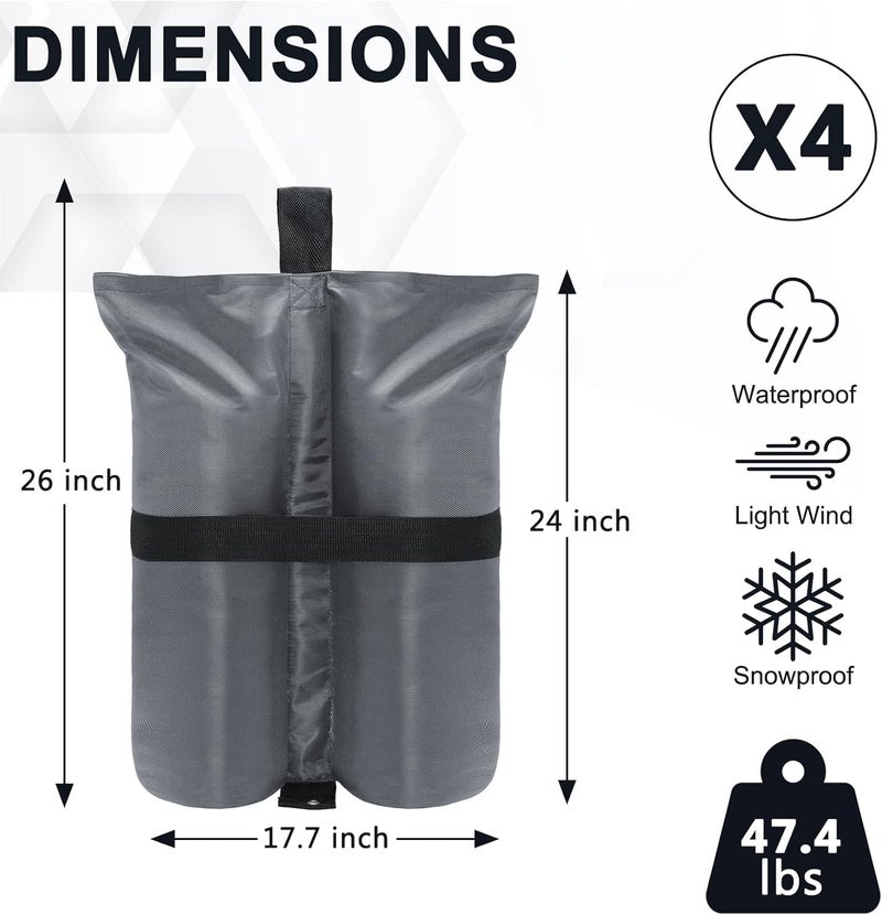 COOSHADE Canopy Tent Sand Bags Gazebo Weights Bags,4 Pack,Grey,190LBS - Image 4